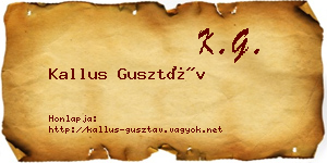 Kallus Gusztáv névjegykártya